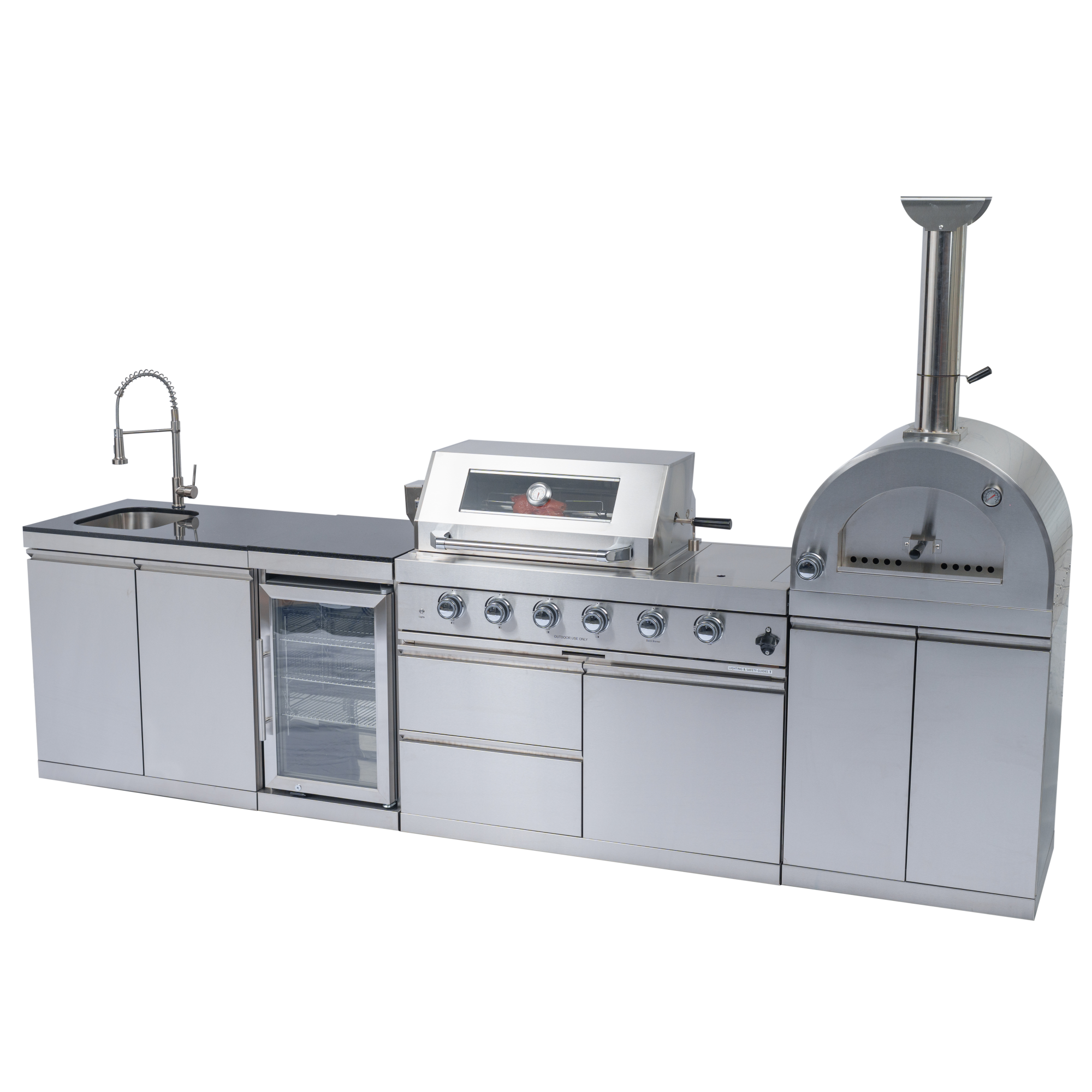 125" 10,8000 BTU 4-Burner Outdoor Kitchen Island Grill with Pizza Oven by Chery Industrial