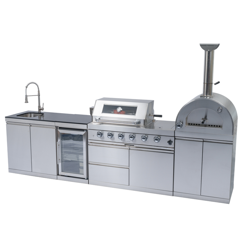 125" 10,8000 BTU 4-Burner Outdoor Kitchen Island Grill with Pizza Oven by Chery Industrial