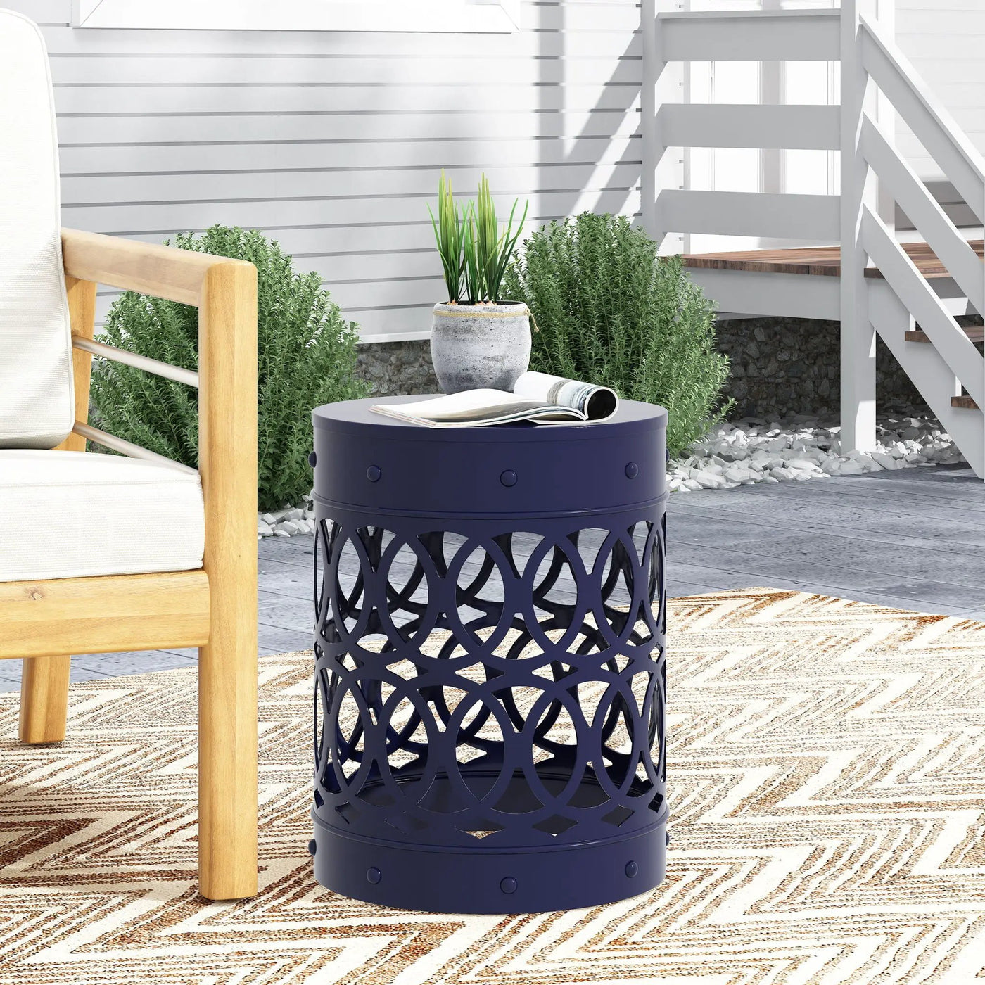Outdoor Metal Large End Table, Modern Design by HouseOfZazla
