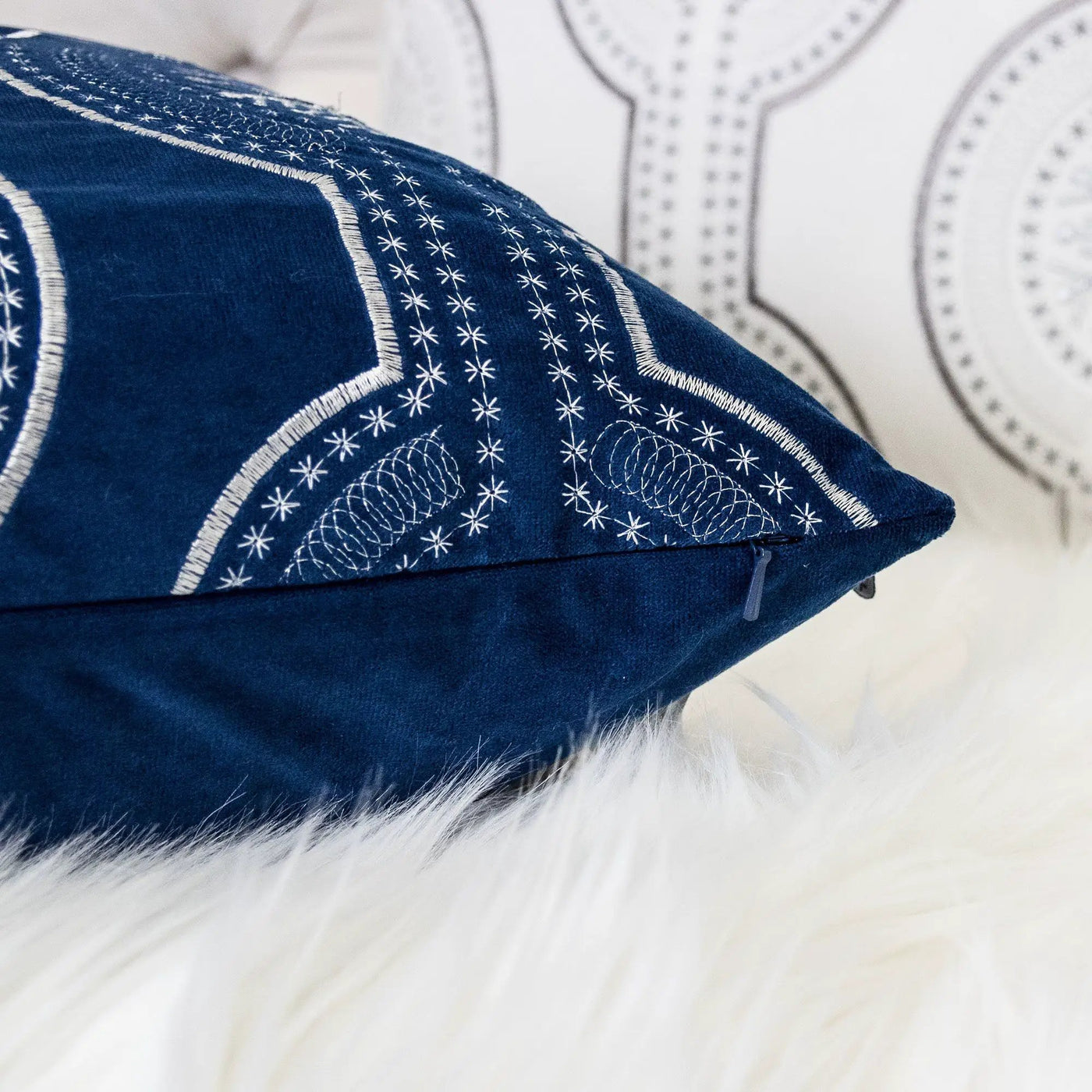 Holiday Throw Pillow With Snowflake Embroidery by Unique Piece Furniture