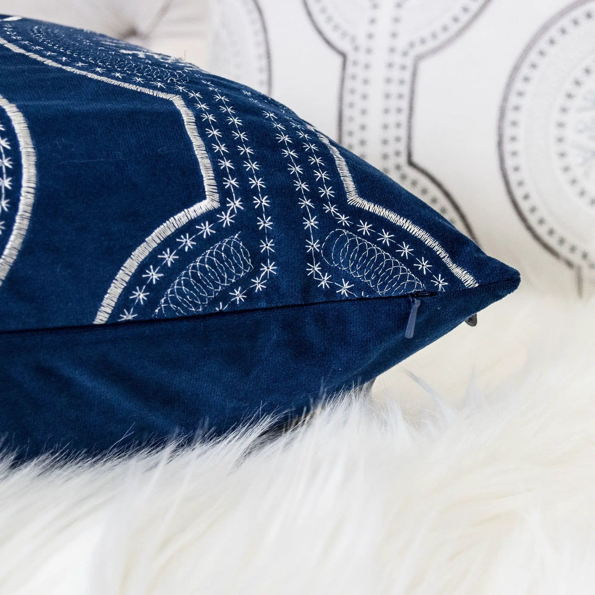 Holiday Throw Pillow With Snowflake Embroidery by Unique Piece Furniture