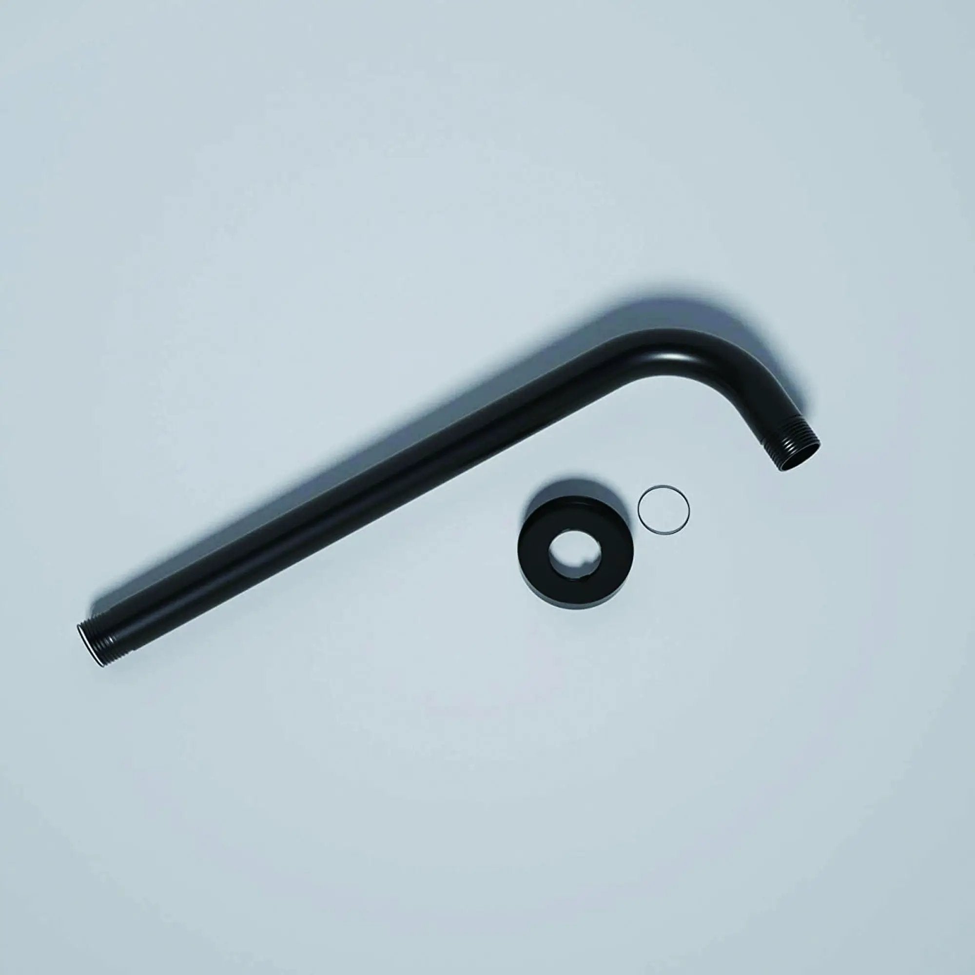16" Shower Arm With Flange, Stainless Steel, Rust Resistant Design - Matte Black by HouseOfZazla