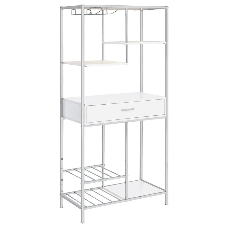 Figueroa 5-shelf LED Wine Storage Bar Cabinet White High Gloss by Unique Piece Furniture