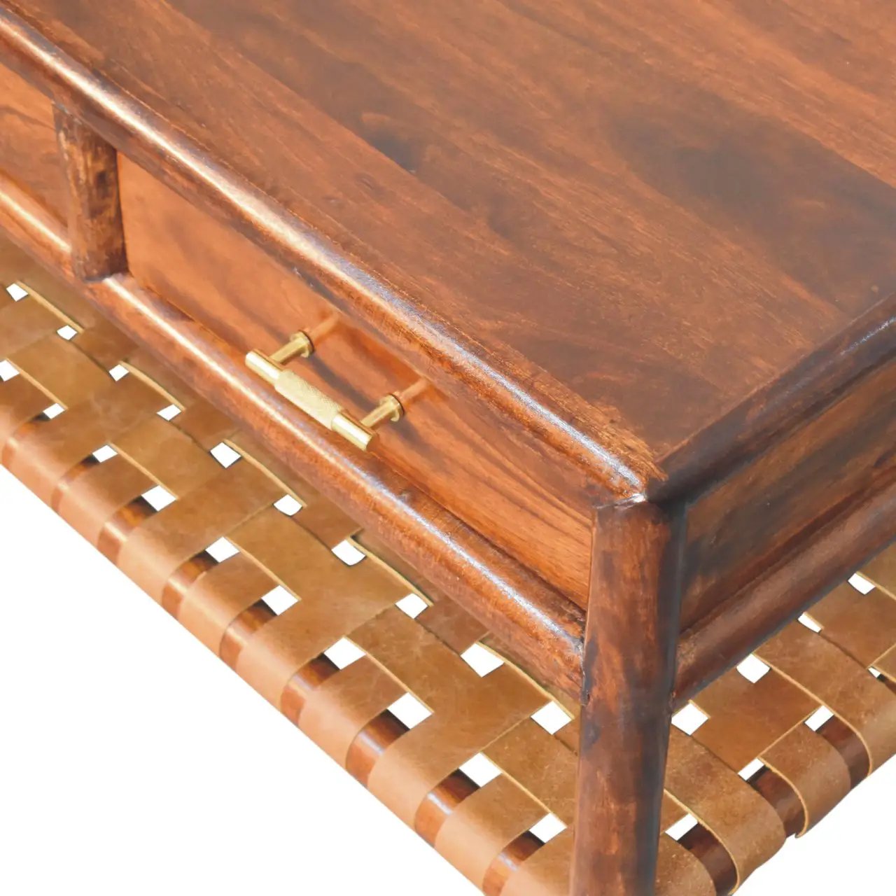 Regency Woven Console Table with 4 Drawers, Open Slot by HouseOfZazla