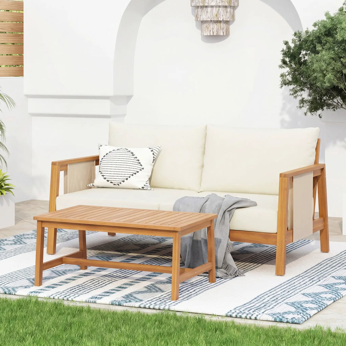 2 Piece Outdoor Loveseat and Coffee Table Set by HouseOfZazla