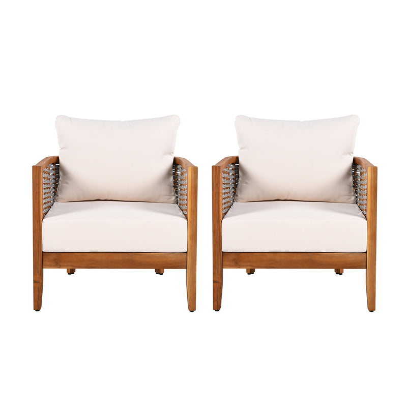 2 Pieces Outdoor Unique Tub Design Armchair with Woven Rope by HouseOfZazla