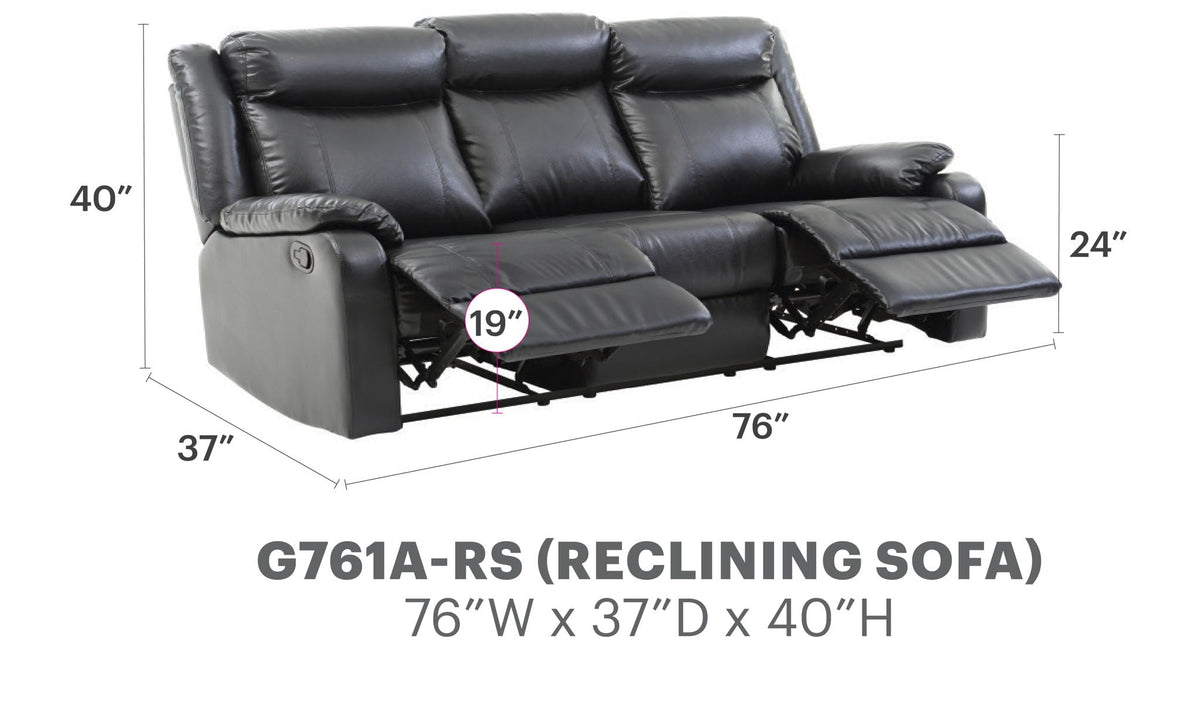 Contemporary Three Seater Reclining Sofa with Double Recliners - Multiple Colors, photo 9 of 29