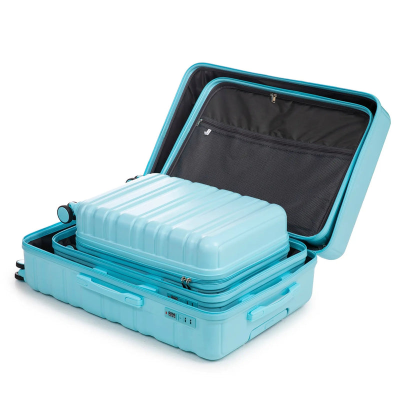 HIFINE Tourist 3-Piece ABS Spinner Wheel Luggage Set (Blue) by HouseOfZazla