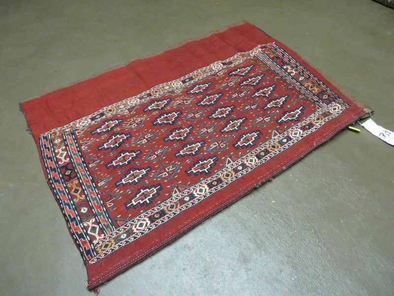 45" X 32" Antique Handmade Bokhara Turkoman Yomud Chuval Wool Rug Soumak NICE by Jewel Rugs