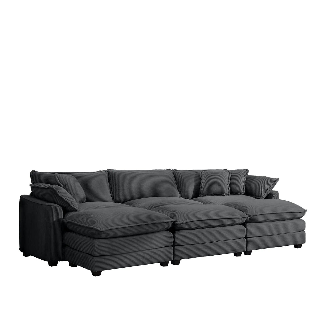 Modern Oversized Modular Cushion Sofa With Ottoman, Low Back, Deep Seating Sofa Set by HouseOfZazla