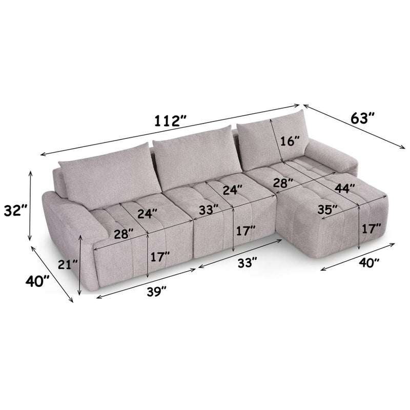 Dorcas - Sectional Sofa - Gray by Unique Piece Furniture