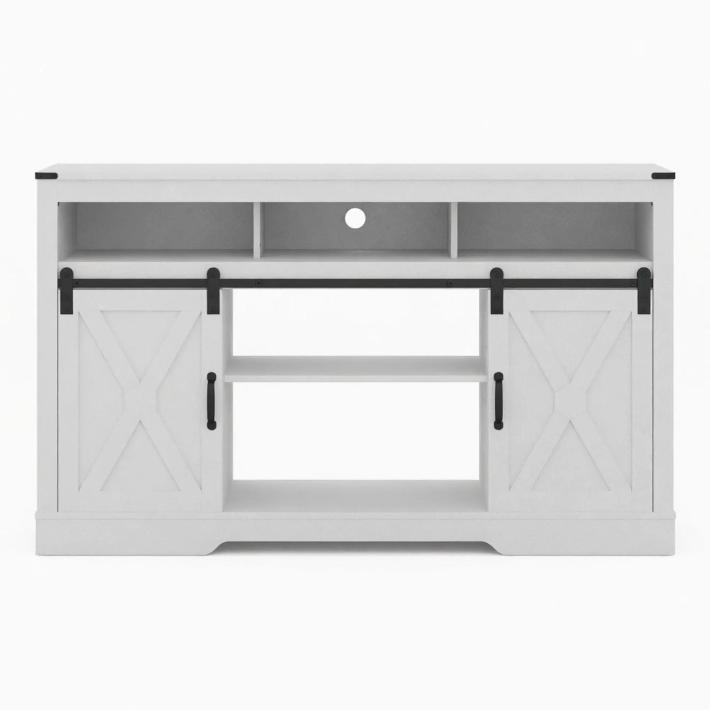 Farmhouse TV Stand With Sliding Barn Doors & Adjustable Storage by HouseOfZazla