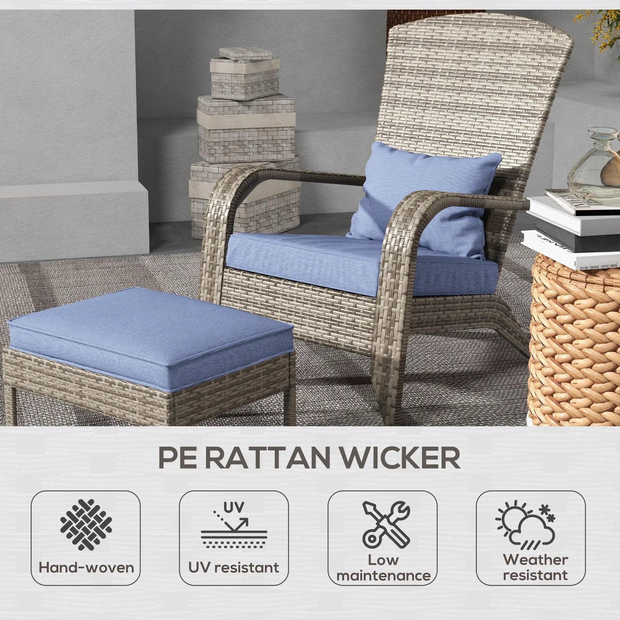 Wicker Adirondack Chair with Ottoman by HouseOfZazla