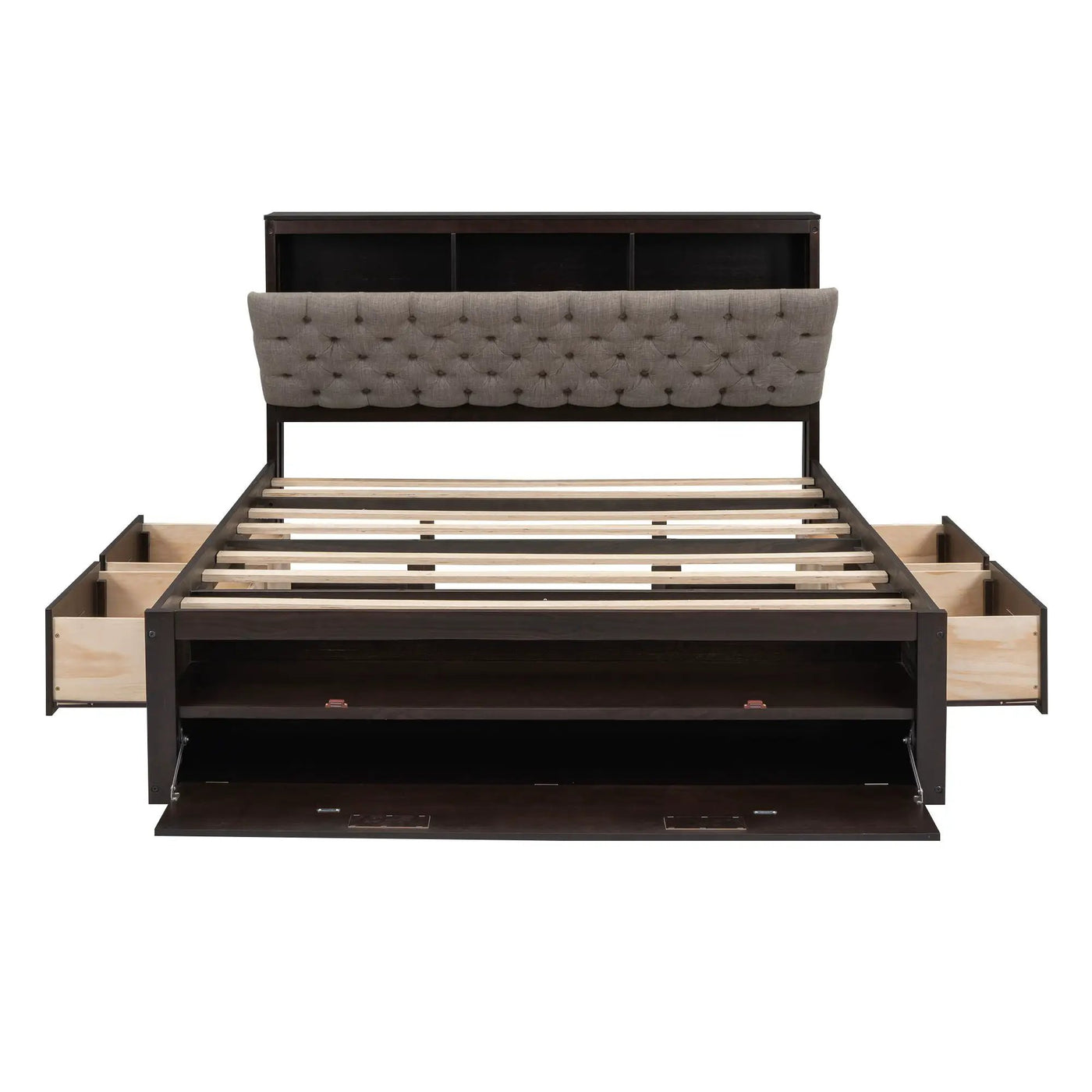 Platform Bed With Storage Headboard, Shoe Rack And 4 Drawers by HouseOfZazla