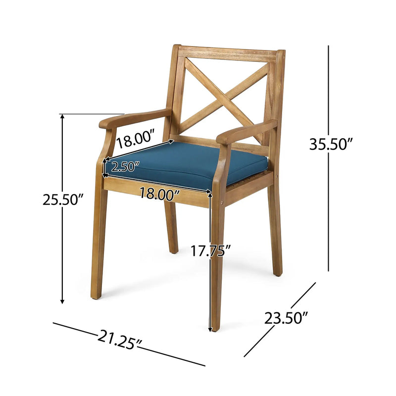 Perla Dining Chair 2pcs with Blue Cushions by HouseOfZazla
