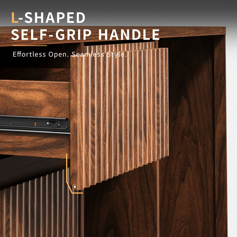 51" Fluted Bar Cabinet with Fridge Space and Wine Glass Rack by HouseOfZazla
