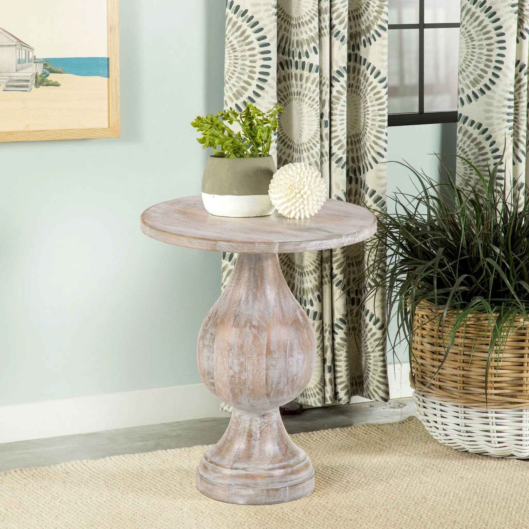 Pedestal Accent Table Elegant Round Top Table - Ivory by HouseOfZazla