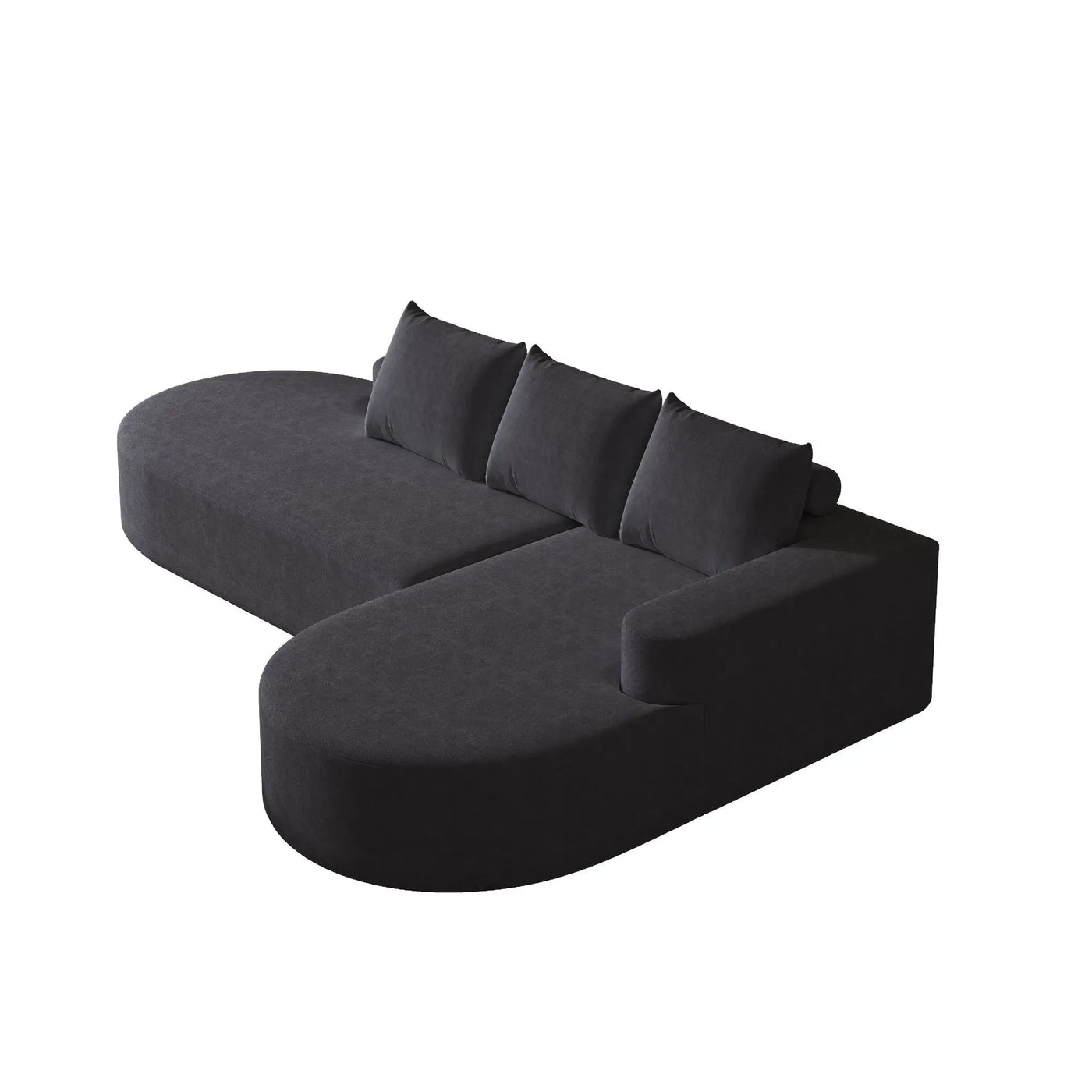 Modern Curved Sofa, L-Shaped Modular Sectional Set With 3 Pillows by HouseOfZazla