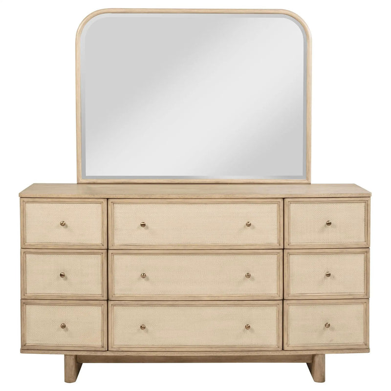 Kailani 9-drawer Dresser and Mirror Beige Oak by Unique Piece Furniture