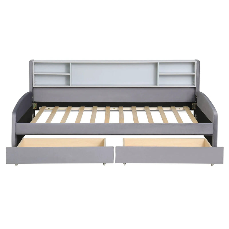 Luxurious Upholstered Platform Bed With Storage Drawers by HouseOfZazla