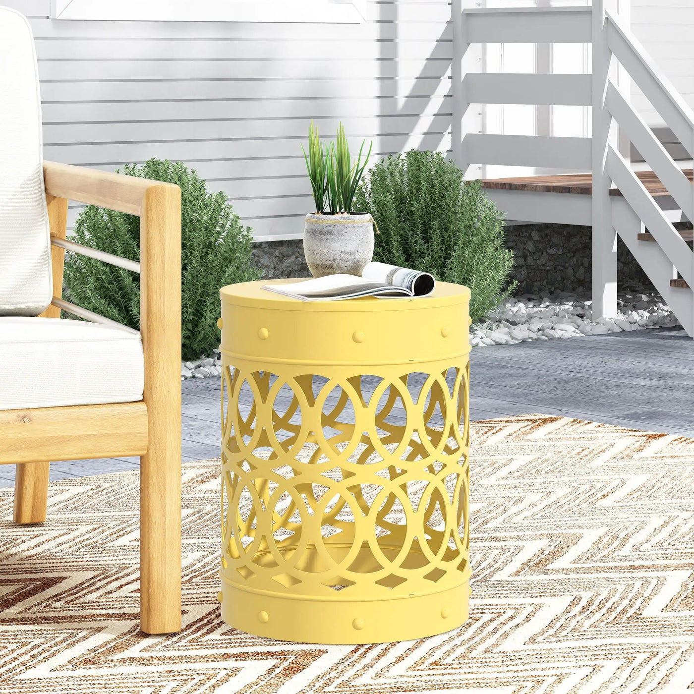 Outdoor Metal Large End Table, Modern Design by HouseOfZazla