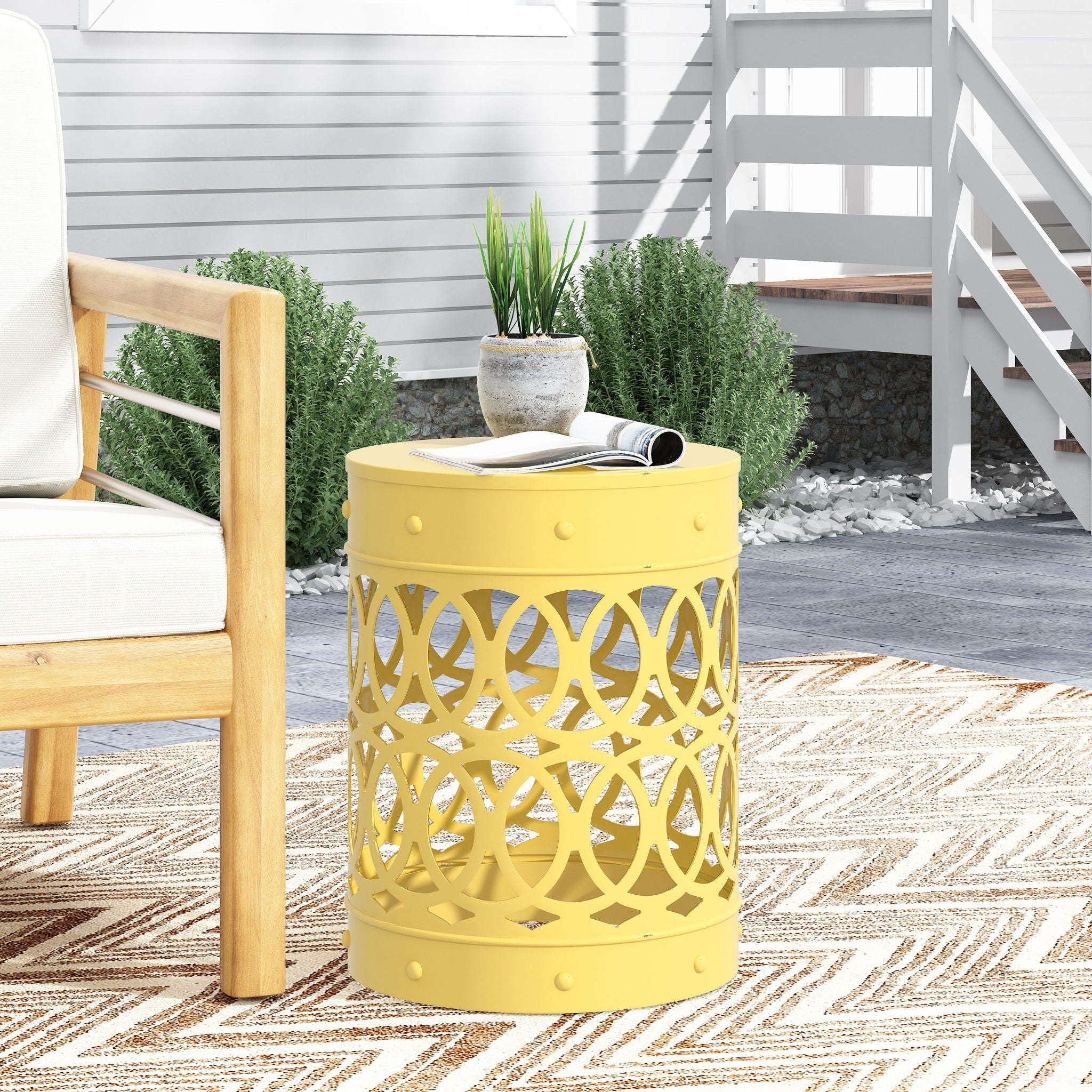 Outdoor Metal Large End Table, Modern Design by HouseOfZazla