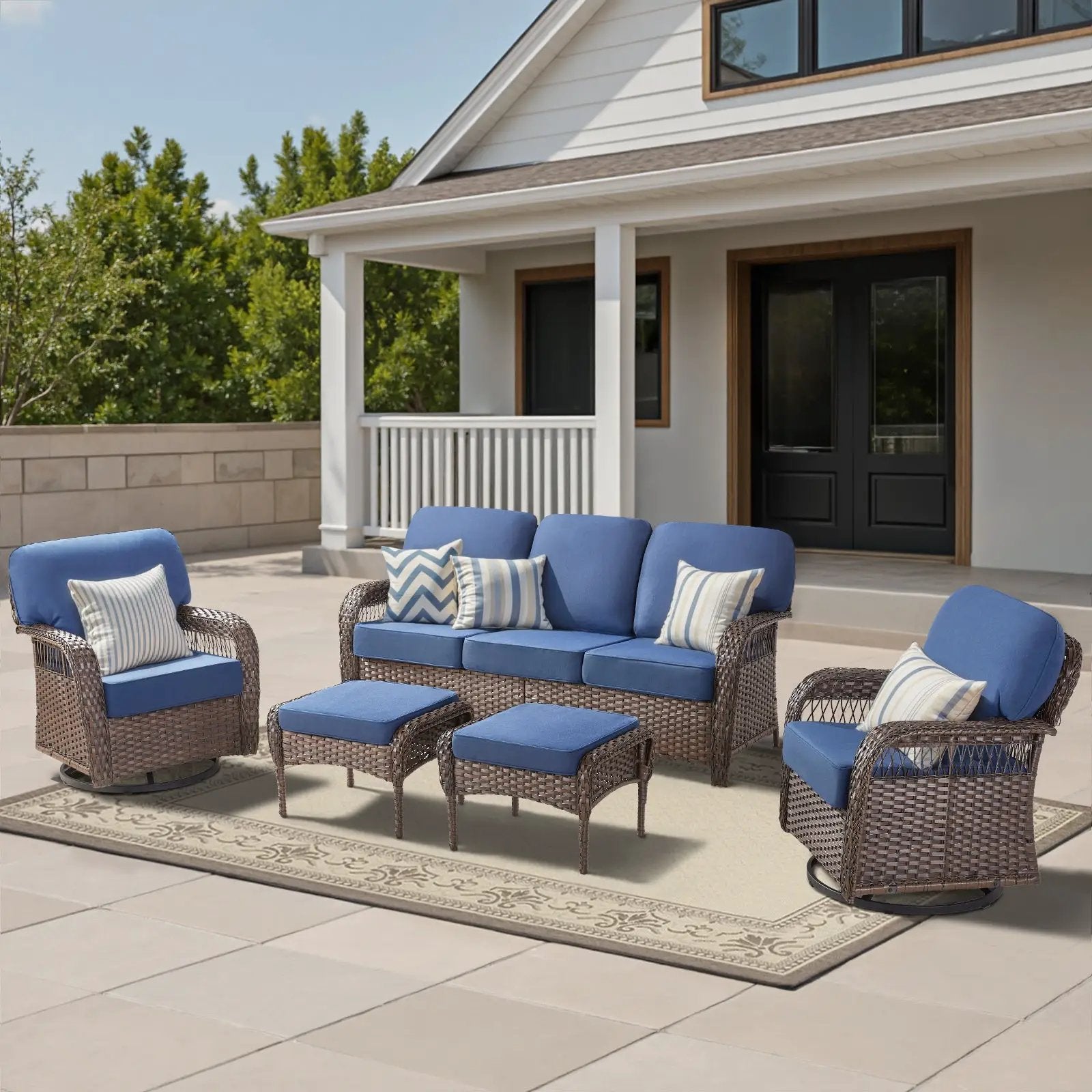 Luxury 5" Thick Cushioned 5 Pieces Patio Furniture Set by HouseOfZazla