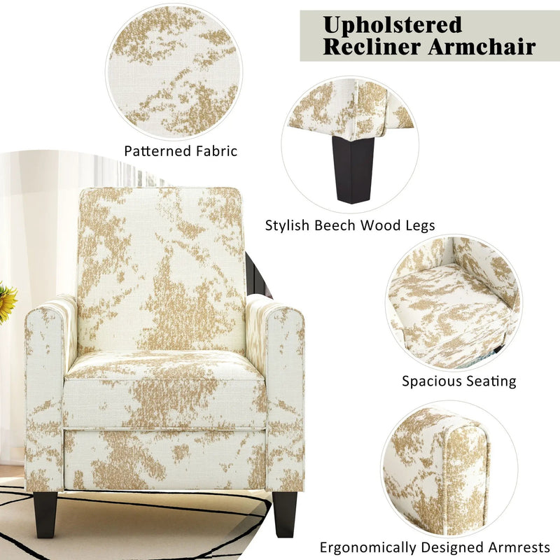 Push Back Upholstered Recliner Armchair by Unique Piece Furniture
