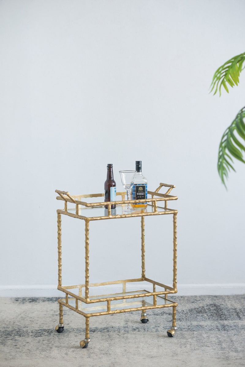 Antique Twig Bar Cart with Two-Tiered Design