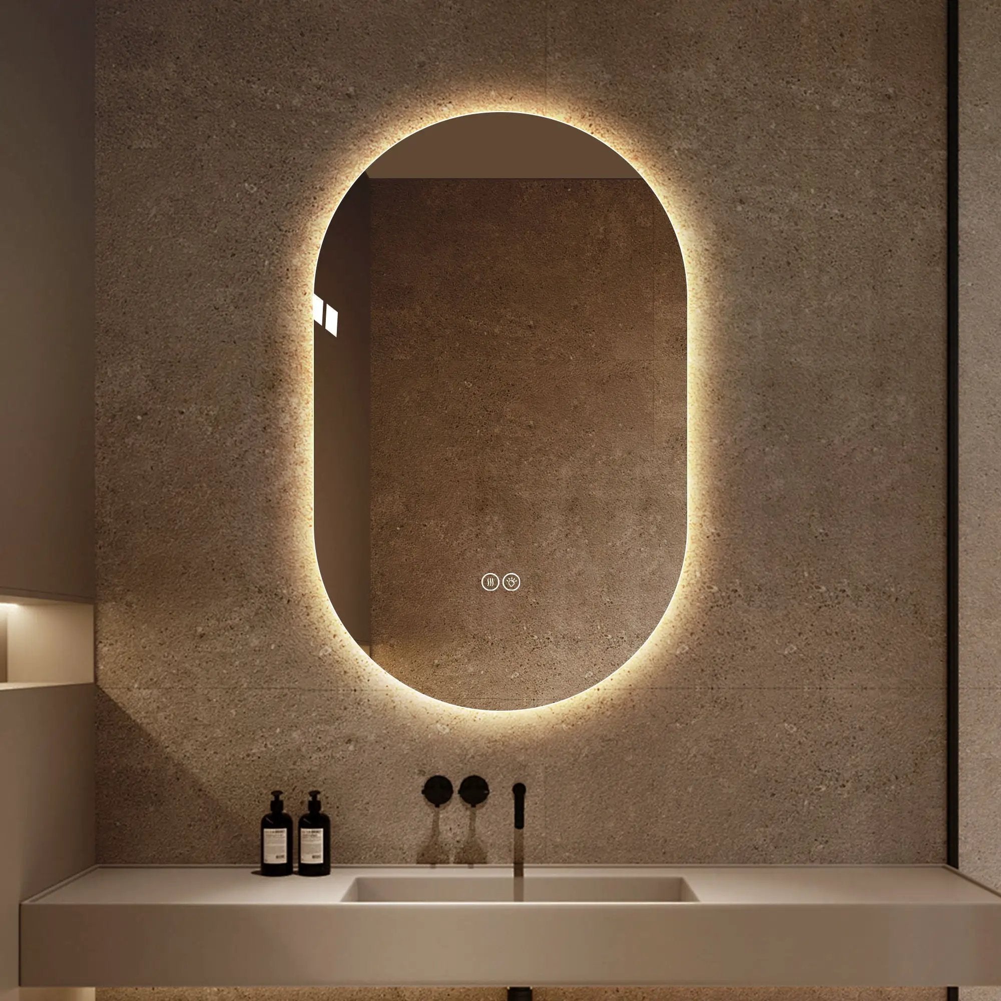 Smart Wall Mounted LED Touch Screen Mirror With Anti-Fog Function And Adjustable Lighting by Unique Piece Furniture