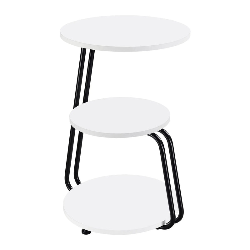 Dixon - 3 Tier Round Accent Side Table With Slim Legs - White / Black by HouseOfZazla