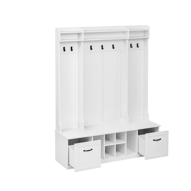 5 In 1 Entryway Bench With Coat Rack, 7 Sturdy Hooks, 2 Spacious Drawers And Adjustable Shelves by HouseOfZazla