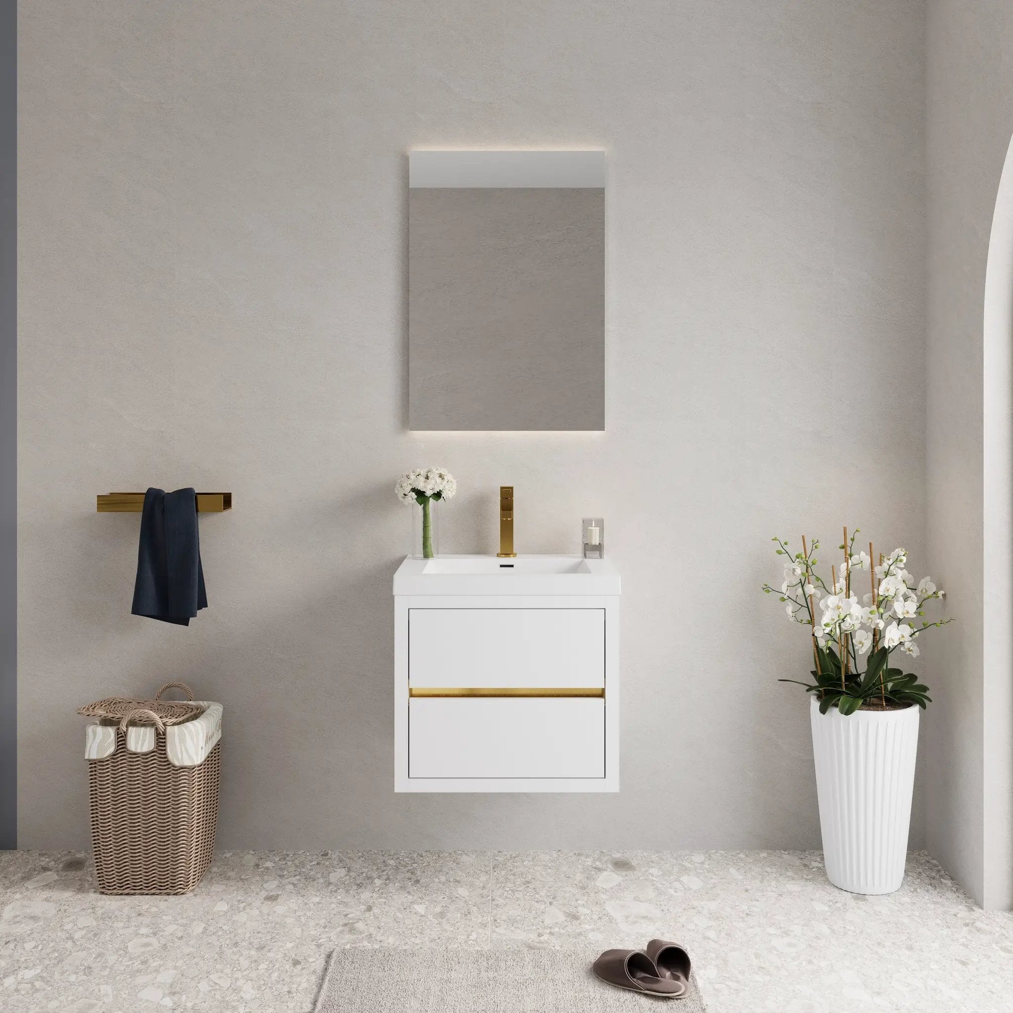 24" Wall-Mounted Bathroom Vanity with Sink and Storage Cabinet by HouseOfZazla