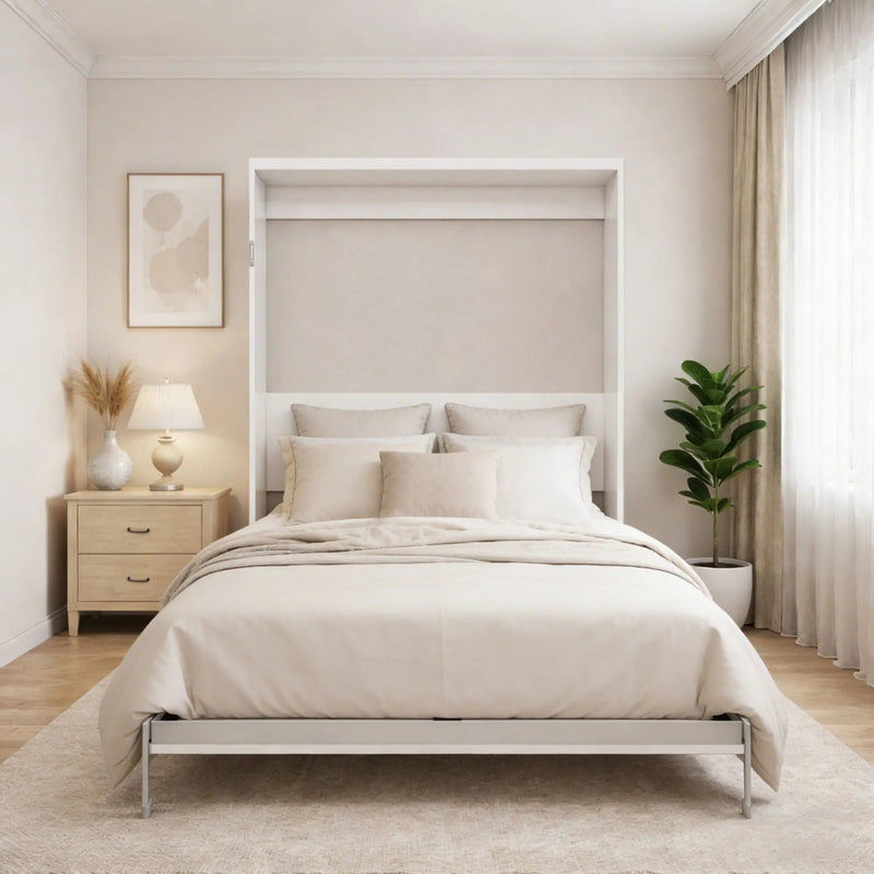 Queen Size Vertical Murphy Wall Cabinet Folding Bed With Automatic Legs - Gray by HouseOfZazla