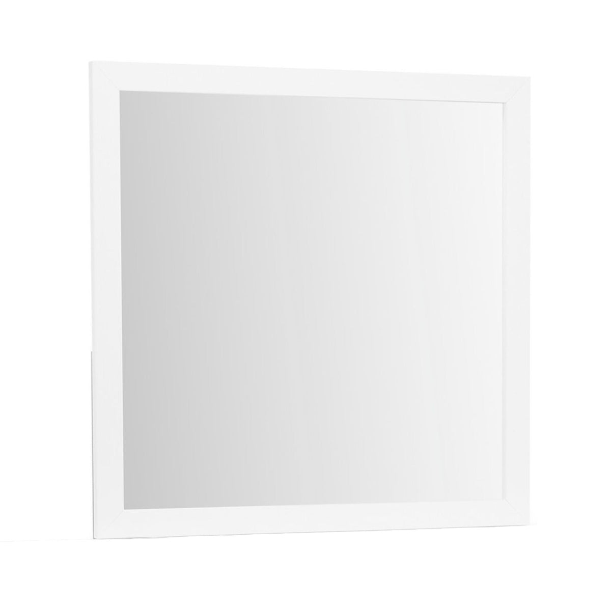 White Mirror with Sleek Design and Acrylic Hardware - 39.56" W, photo 3 of 6