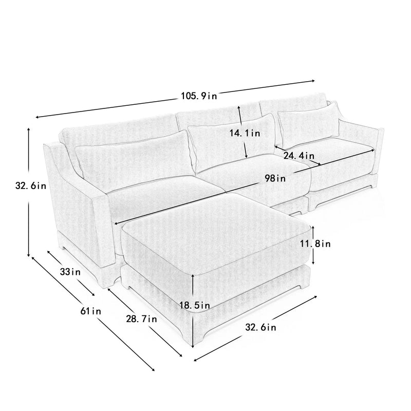 Stylish Sofa With Ottoman And Lumbar Pillows, Ergonomic Design by HouseOfZazla