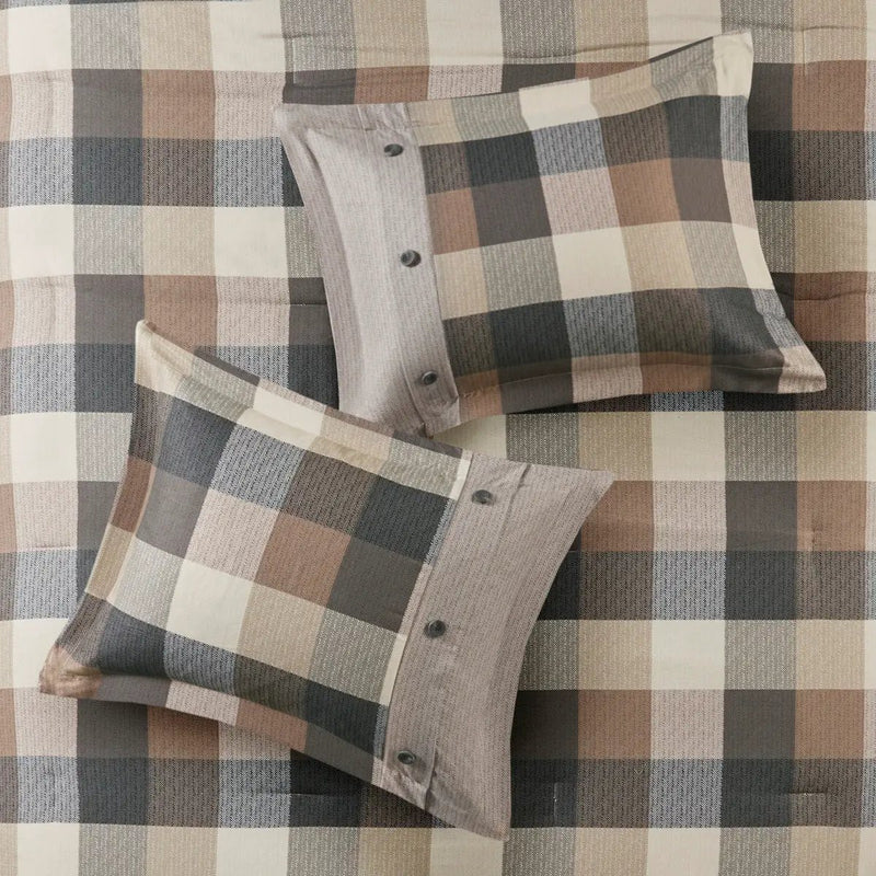 7 Piece Herringbone Comforter Set Neutral California King by HouseOfZazla