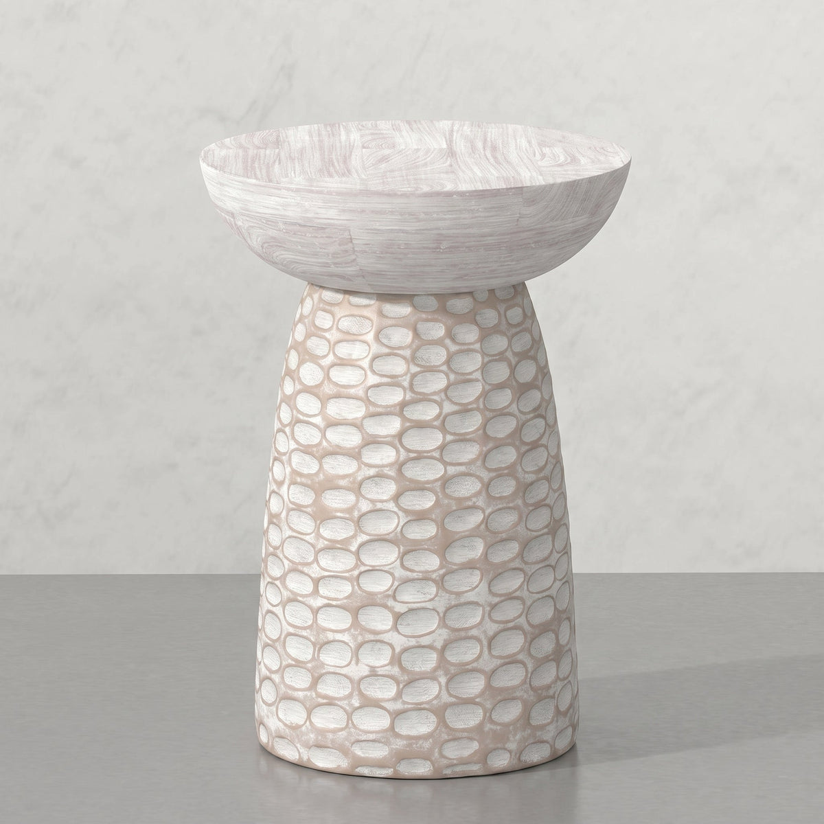 Elmford 13W Round Pedestal Dimple Accent Table - White, photo 2 of 5