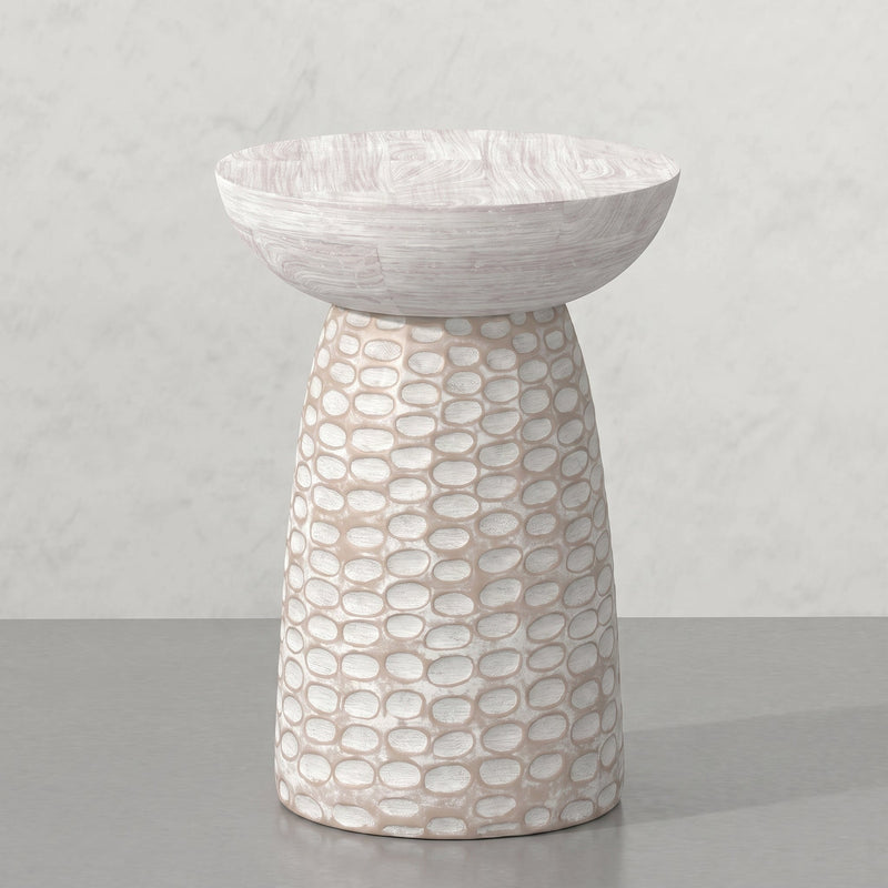 Elmford 13W Round Pedestal Dimple Accent Table - White, photo 2 of 5