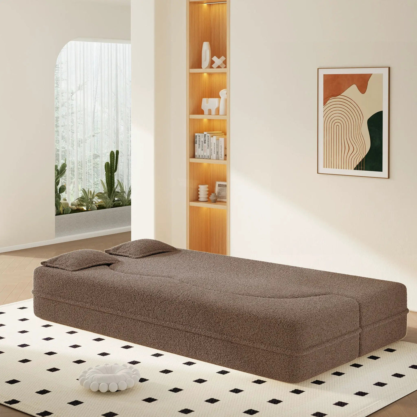Modern Floor Sleeper Sofa Bed With 2 Pillows, Convertible Twin Size Folding Mattress For Living Room by HouseOfZazla