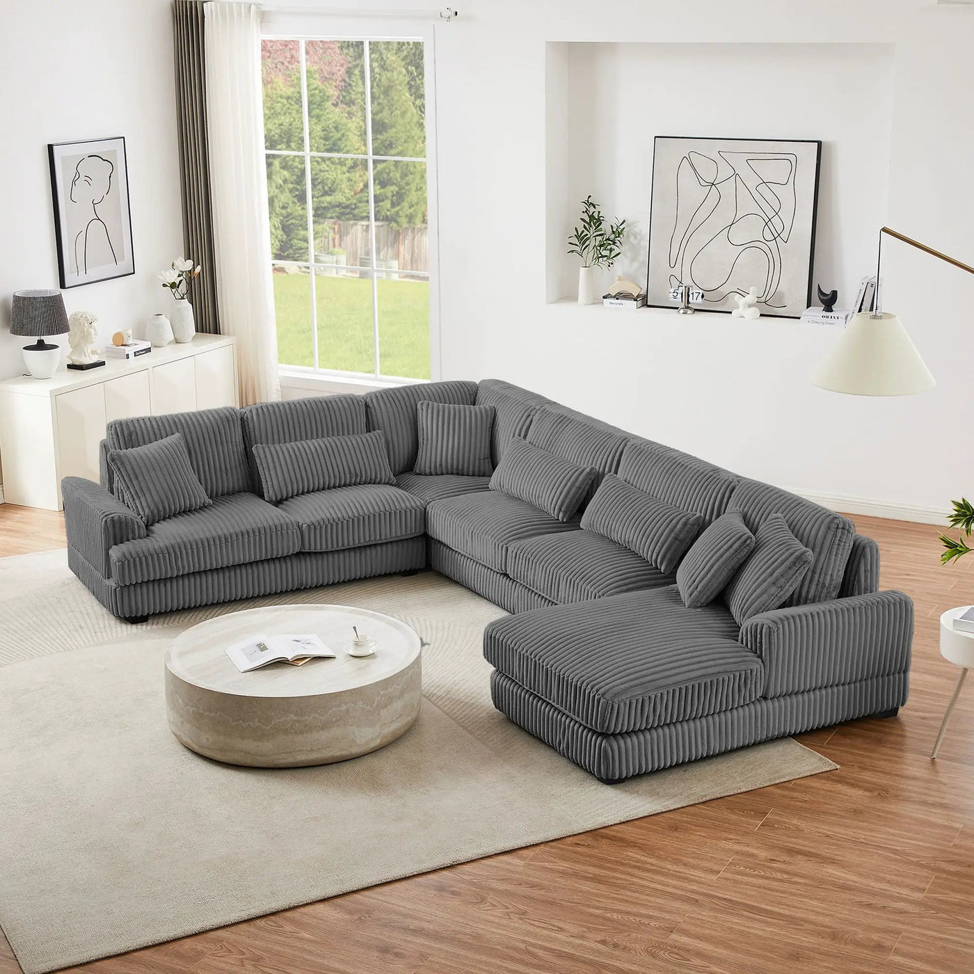 Oversized Sectional Sofa U - Shaped Sofa Couch Modern Sofa Upholstered In Soft With A Chaise Lounge For Living Room by HouseOfZazla