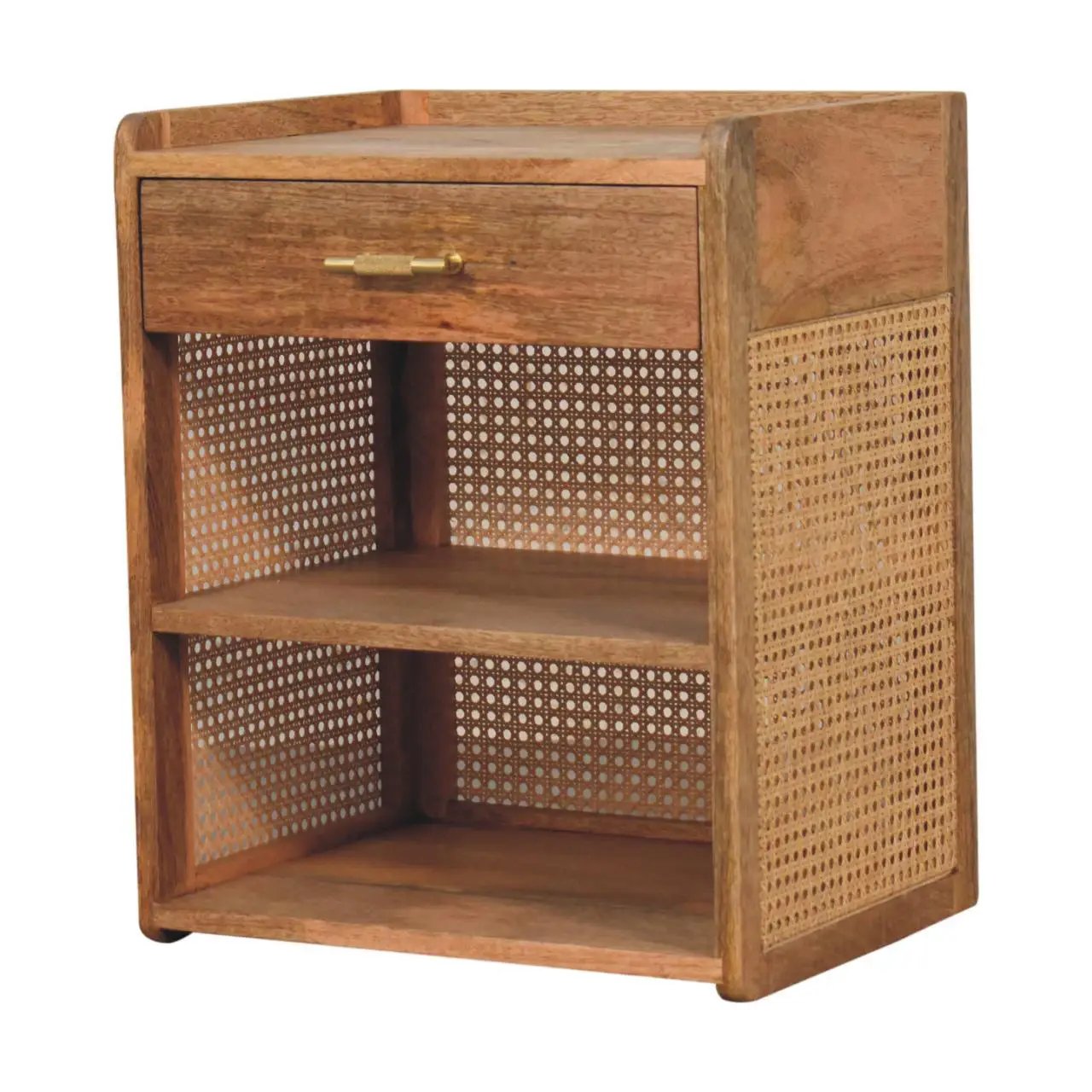 Larissa - T Bar Open Bedside Table - Oak by Unique Piece Furniture