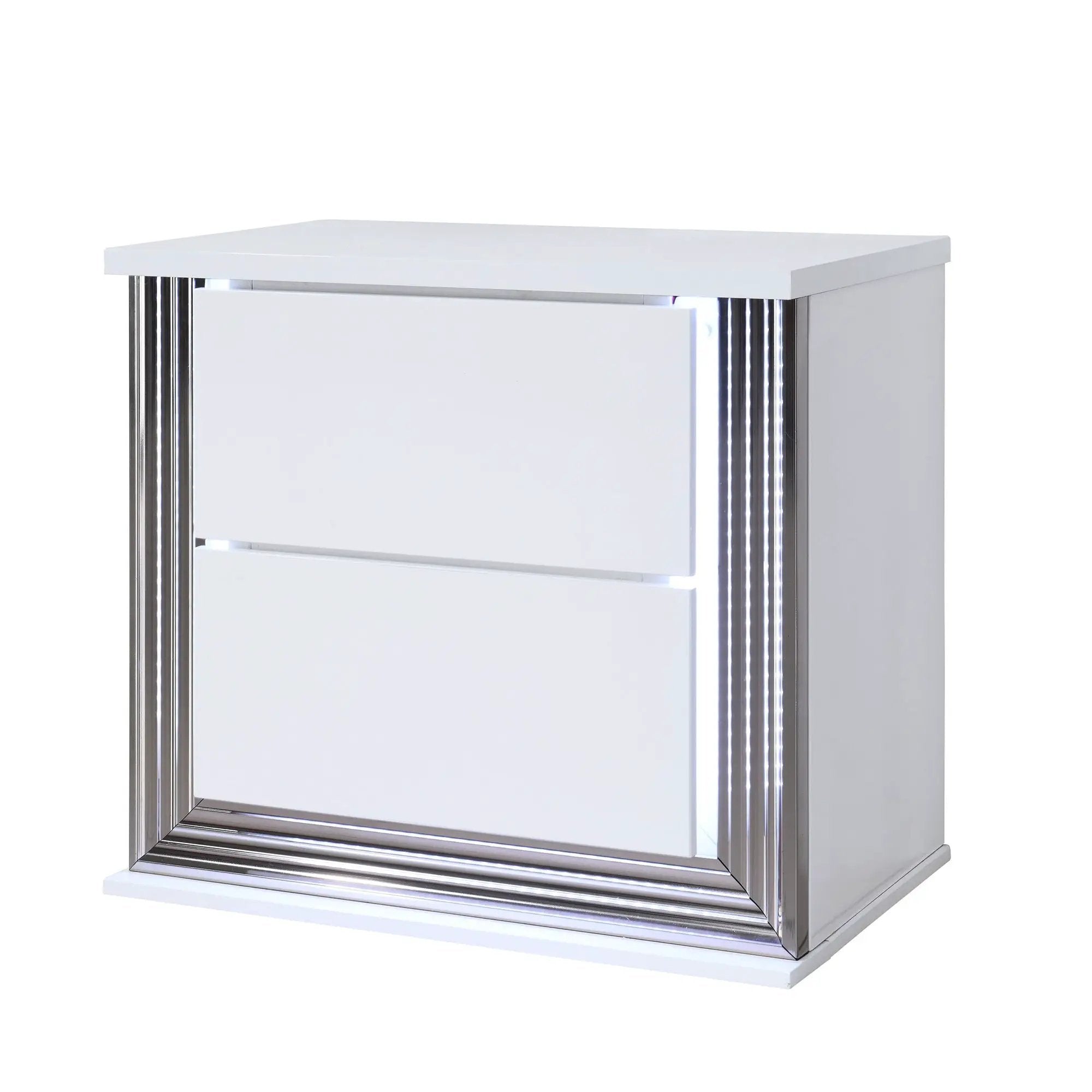 Moon - Smooth Nightstand With LED - White by Unique Piece Furniture