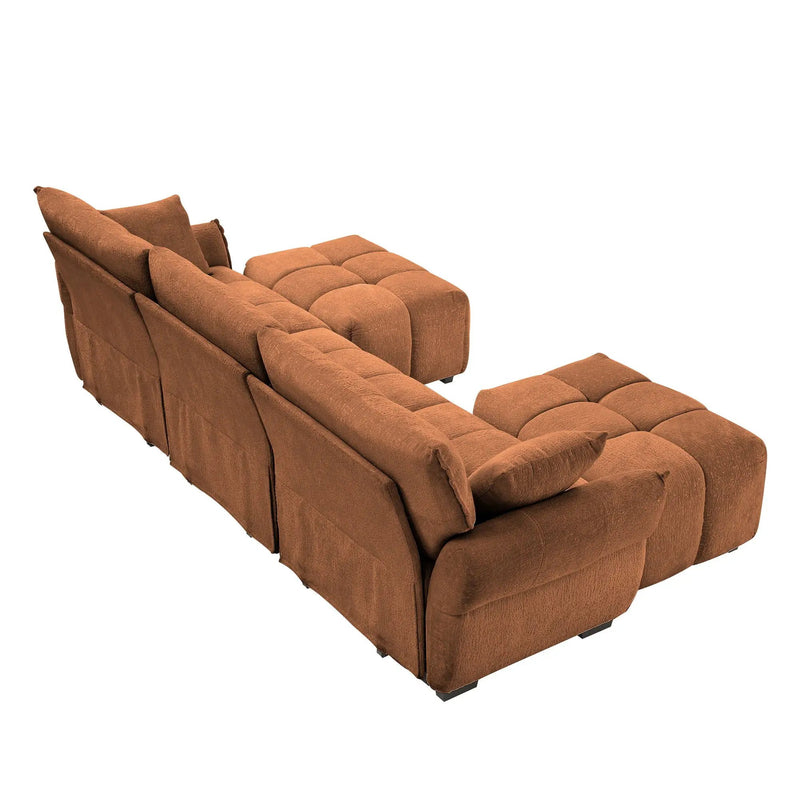 Sofa Set With Ottoman And Pillows, Textured, High Resilience Cushions by Unique Piece Furniture
