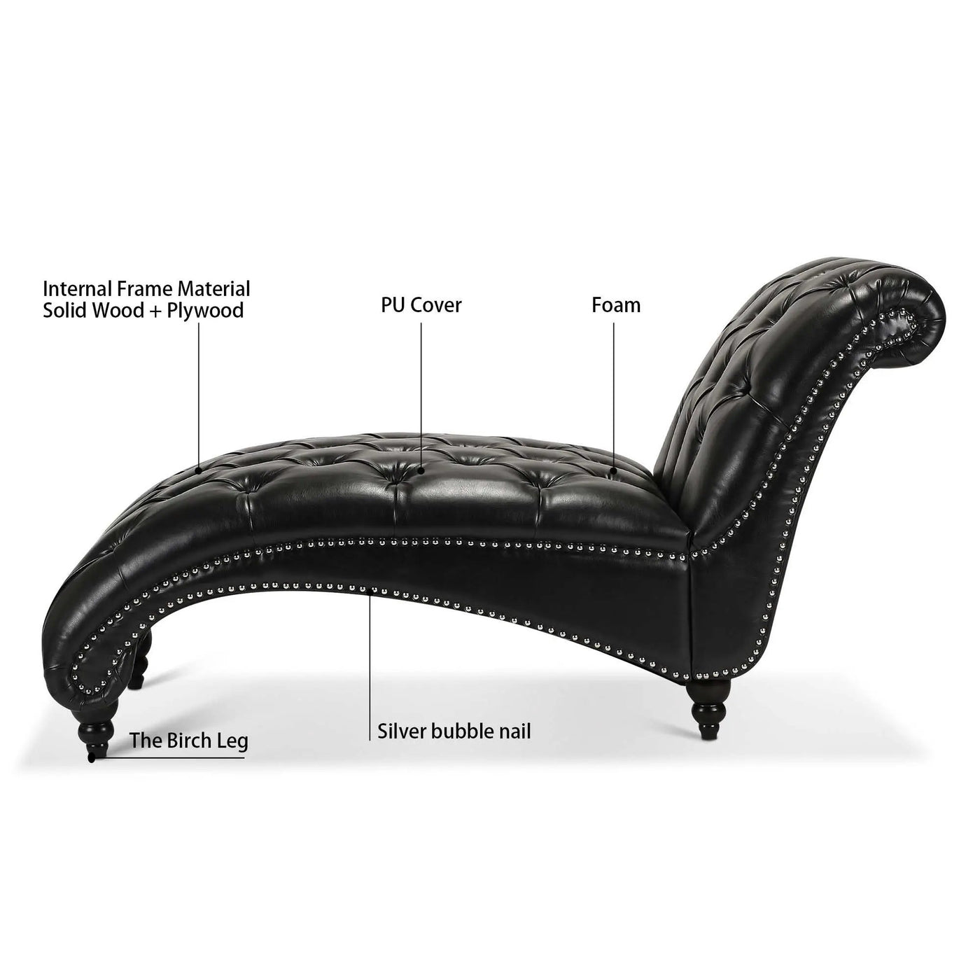 Tufted Armless Chaise Lounge by Unique Piece Furniture