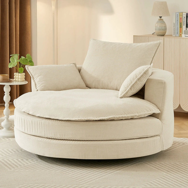 360° Swivel Accent Barrel Chair With Dual Layer Cushion And 3 Removable Pillows by HouseOfZazla