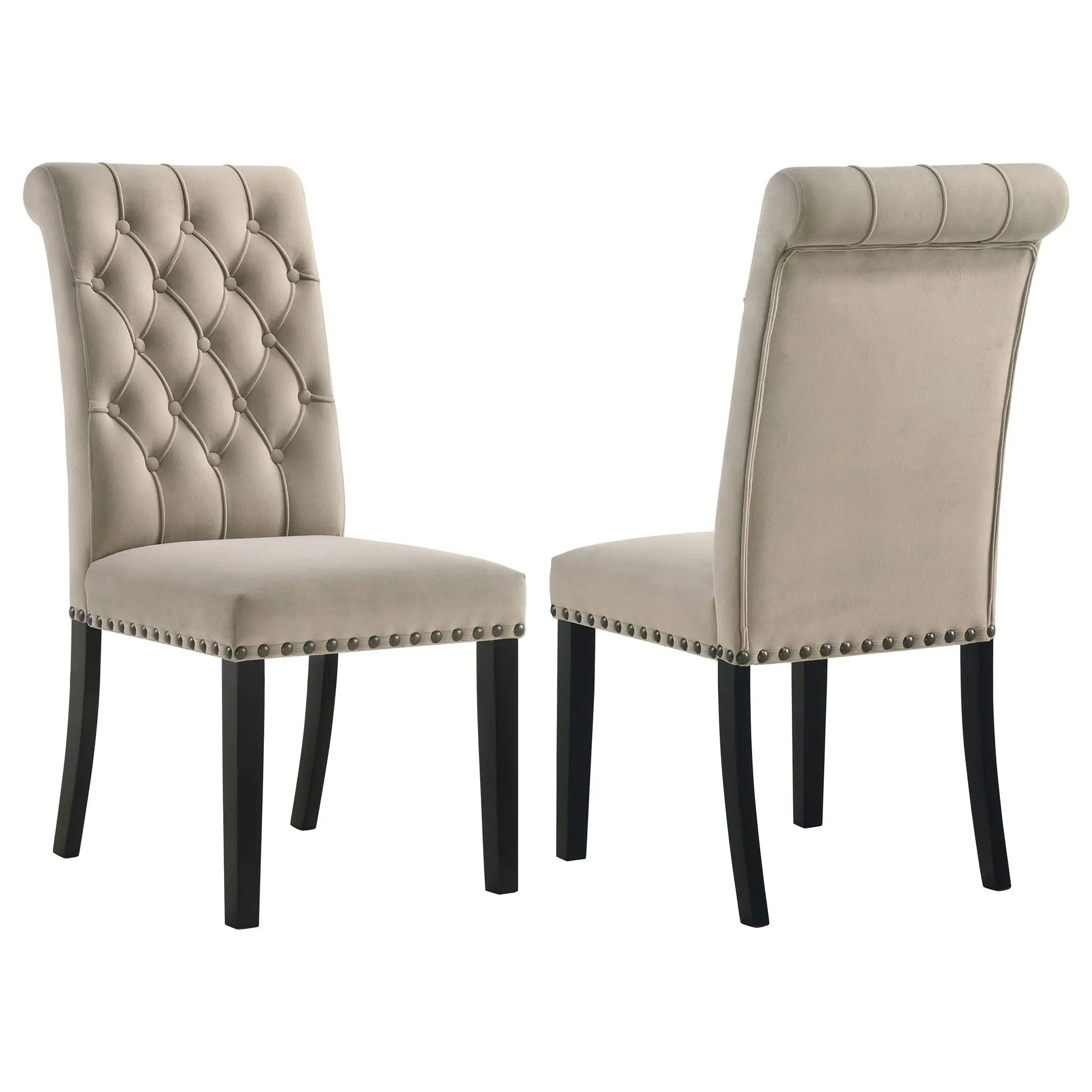 Alana Velvet Upholstered Dining Side Chair Sand (Set of 2) by Unique Piece Furniture
