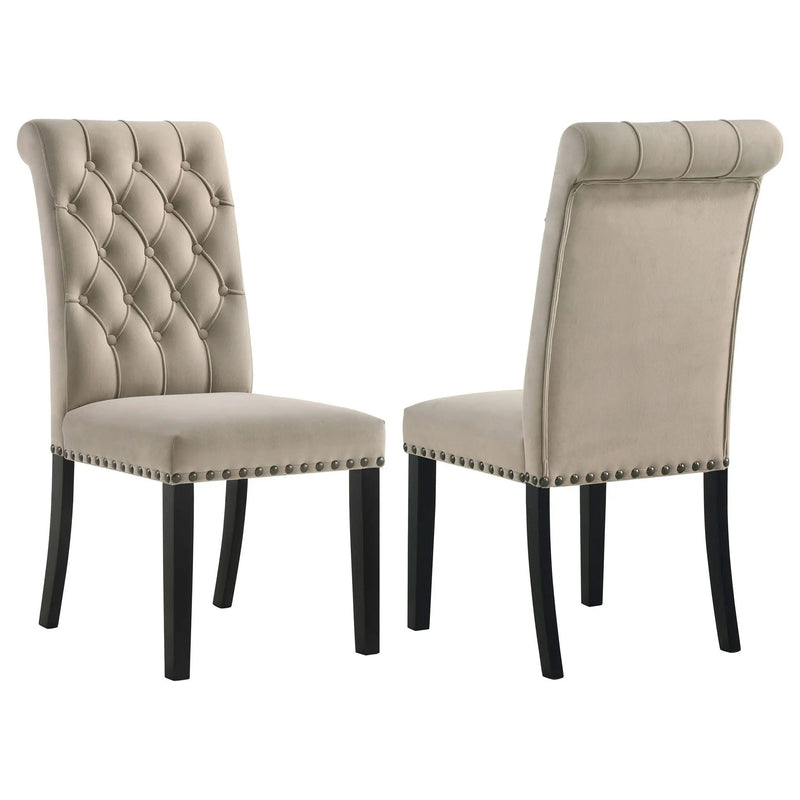 Alana Velvet Upholstered Dining Side Chair Sand (Set of 2) by Unique Piece Furniture