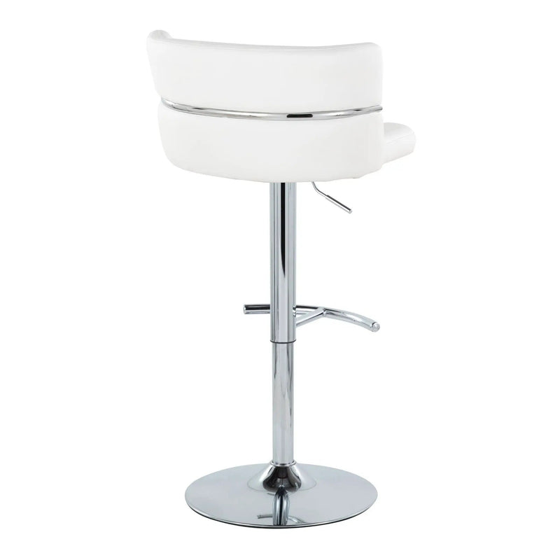 Cinch - Contemporary Adjustable Barstool With Swivel With Rounded T Footrest (Set of 2) - Chrome / White by Unique Piece Furniture