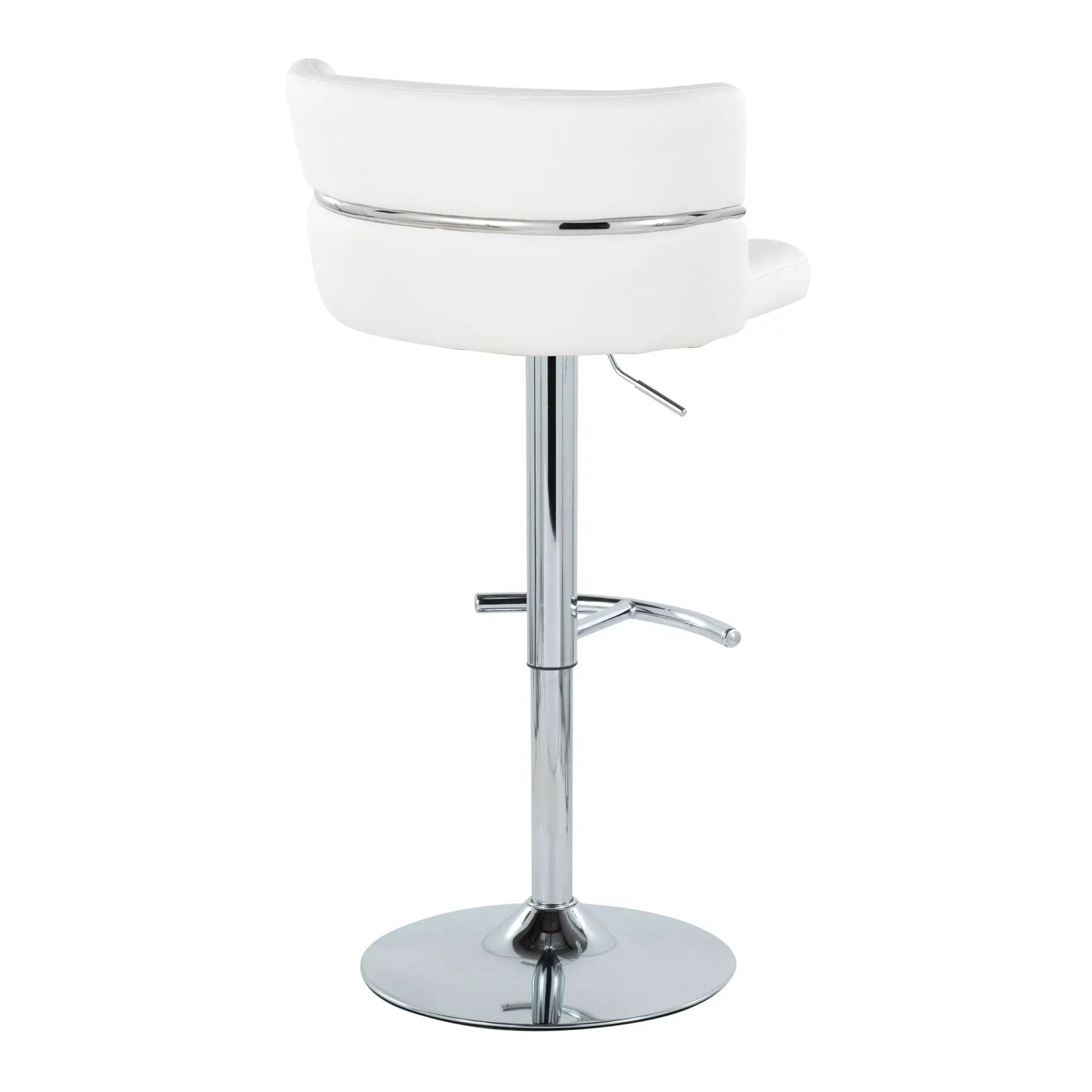 Cinch - Contemporary Adjustable Barstool With Swivel With Rounded T Footrest (Set of 2) - Chrome / White by HouseOfZazla